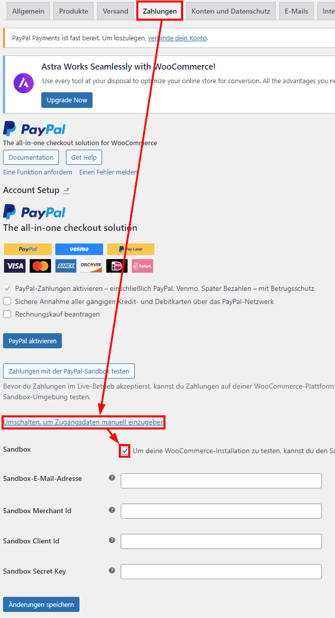 PayPal-Sandbox-Modus-aktivieren